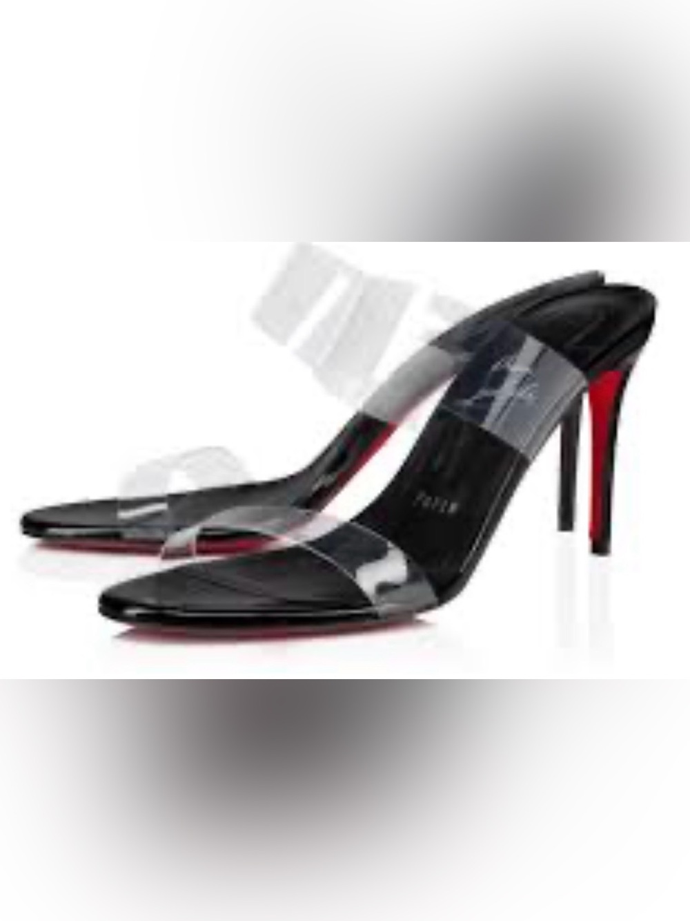 Christian Louboutin Black Patent with Clear PVC Double-Strap Slides